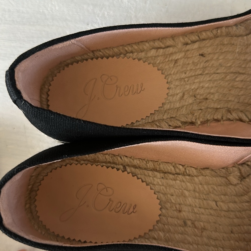 J. Crew SU22 Canvas Espadrille Flat Shoes Sz 10 Black Jute Soles Classic Slip On - Picture 9 of 16